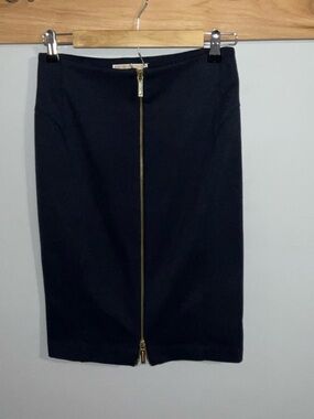 Michael Kors Navy Pencil Skirt with 2Way Center Gold Zipper Size 2/28” waist